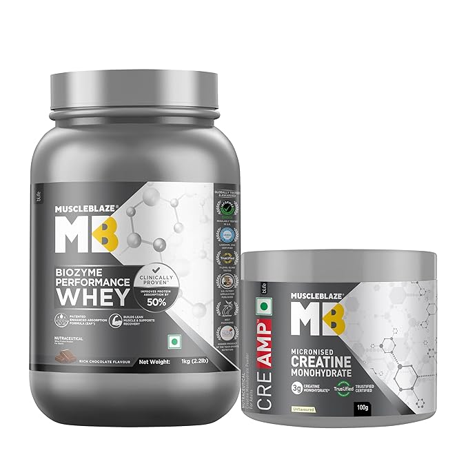 MuscleBlaze Biozyme Performance Whey Protein Powder, Magical Mango (2kg / 4.4lbs) | 25g Protein Per Scoop | Clinically Tested 50% Higher Protein Absorption
