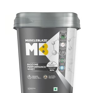 MuscleBlaze Biozyme Performance Whey Protein Powder, Magical Mango (2kg / 4.4lbs) | 25g Protein Per Scoop | Clinically Tested 50% Higher Protein Absorption