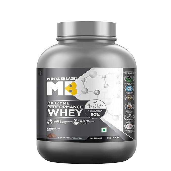 MuscleBlaze Biozyme Performance Whey Protein Powder, Magical Mango (2kg / 4.4lbs) | 25g Protein Per Scoop | Clinically Tested 50% Higher Protein Absorption - Image 3