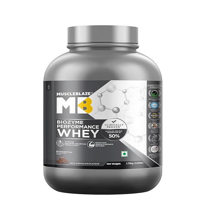 MuscleBlaze Biozyme Performance Whey Protein Powder, Magical Mango (2kg / 4.4lbs) | 25g Protein Per Scoop | Clinically Tested 50% Higher Protein Absorption - Image 4